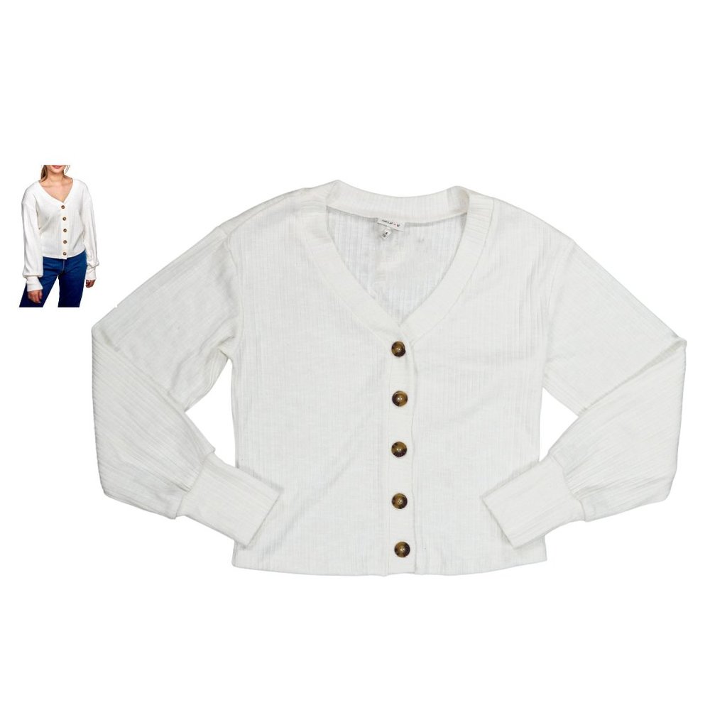 Self by Self Esteem Cardigan Sweater NWT L Egret - Picture 1 of 1